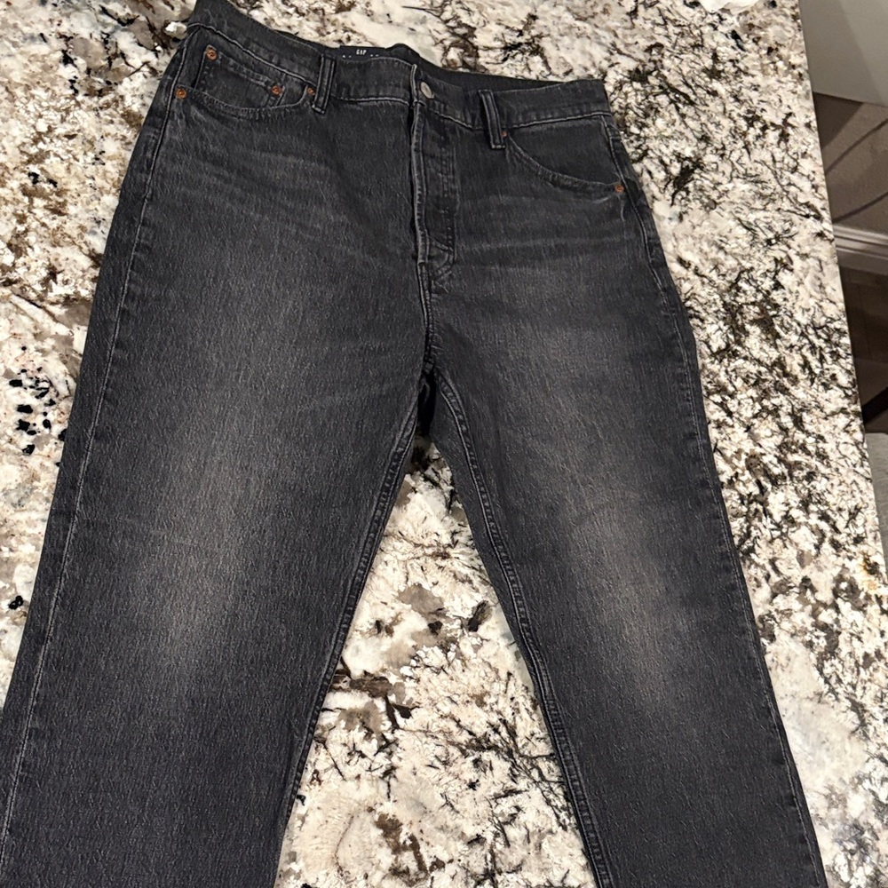 NWT Gap Cheeky Straight High Rise Washed Black Jeans